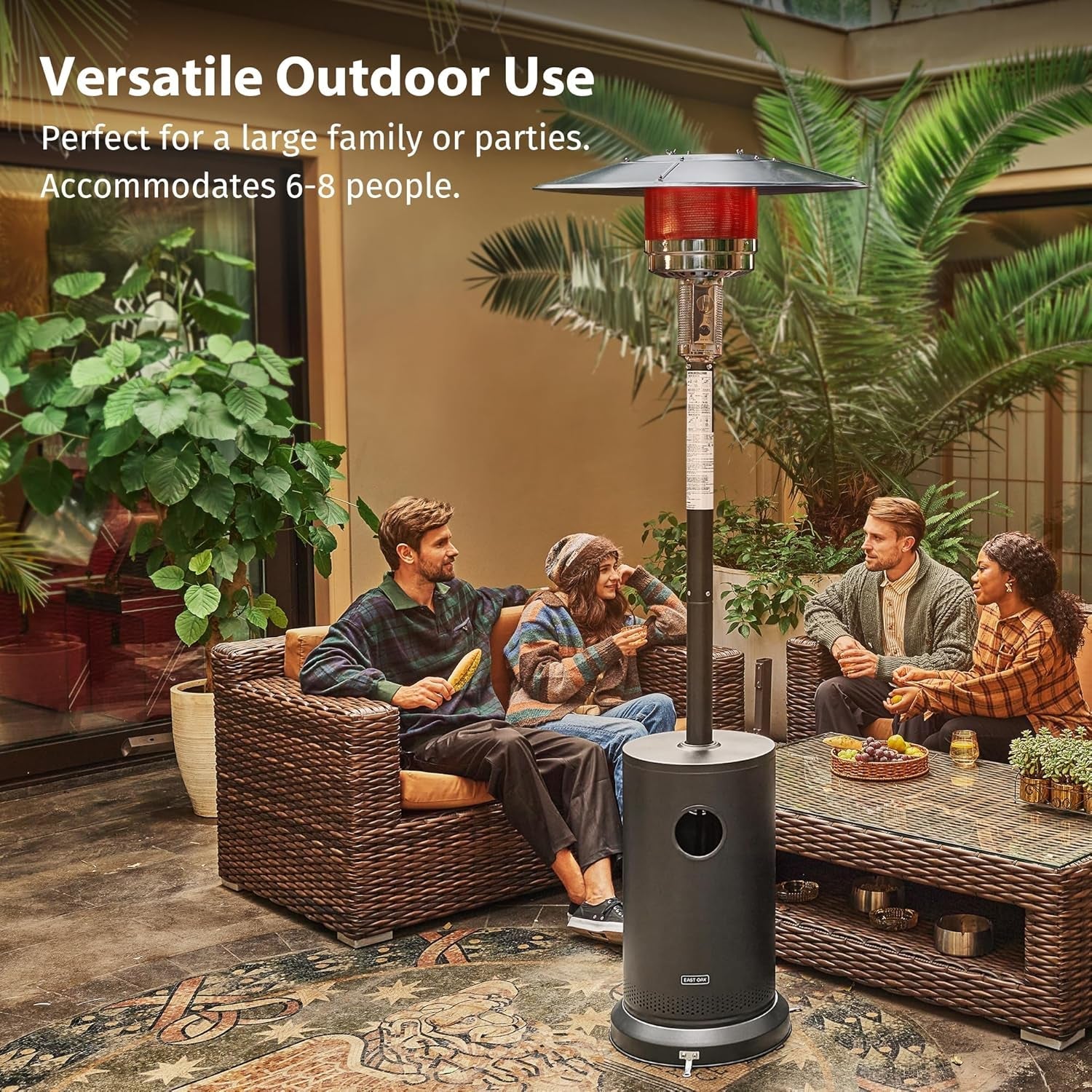 55000 BTU Propane Patio Heater With Round Table Wheels