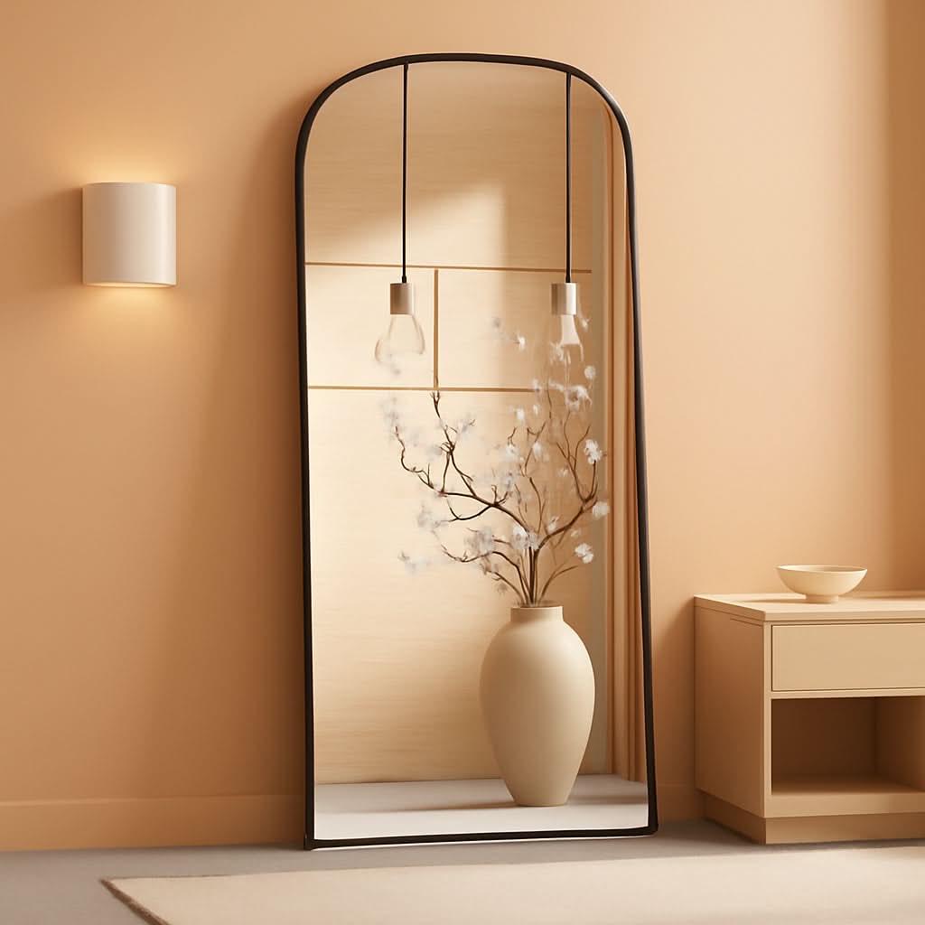 56x21 Inch Black Full Length Floor Mirror With Stand