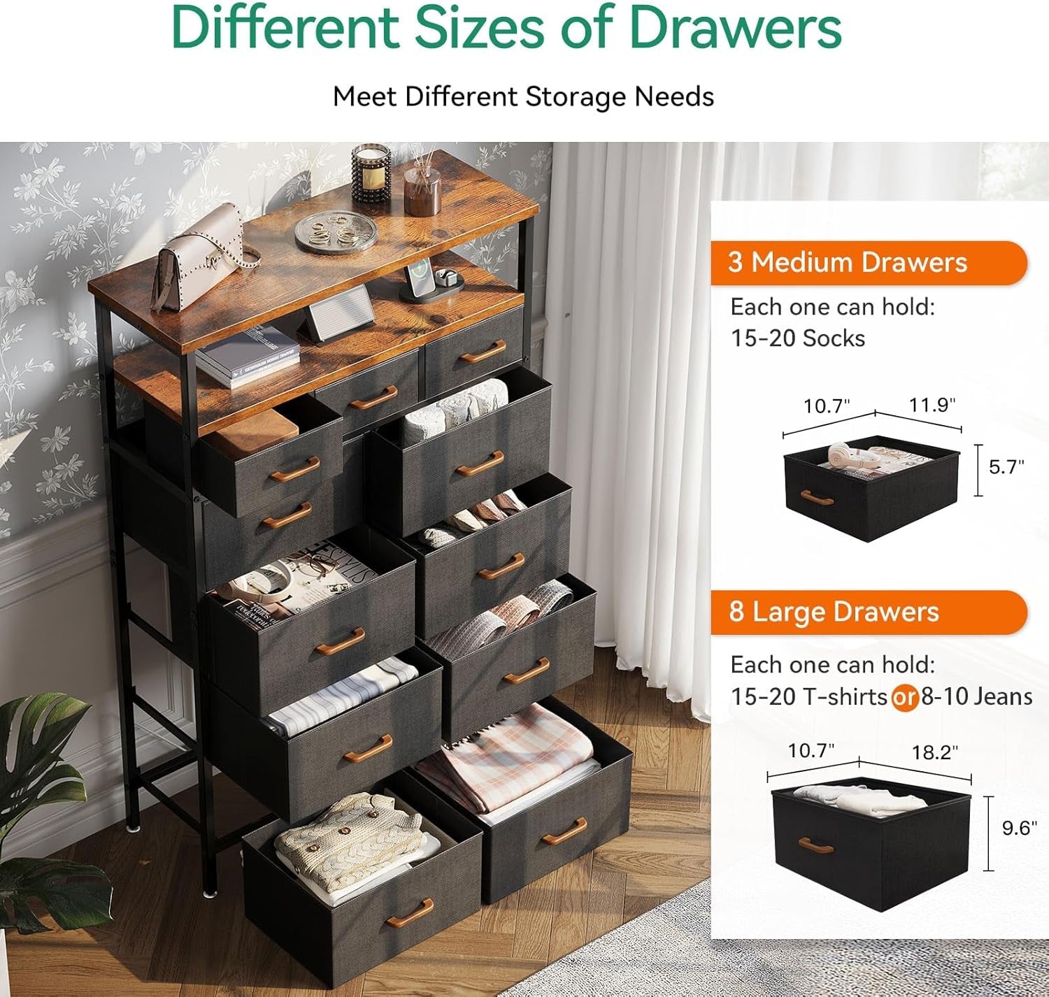 59 Inch Tall Dresser With Integrated Charging Station
