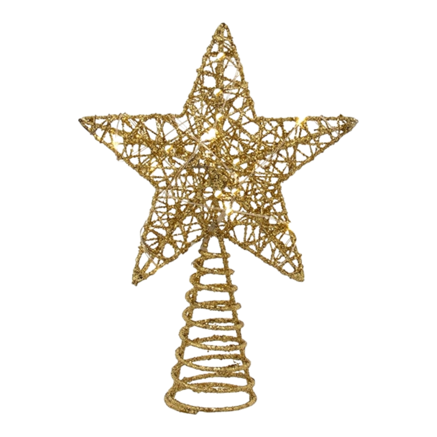 6" Battery Operated Lighted Gold Tree Topper