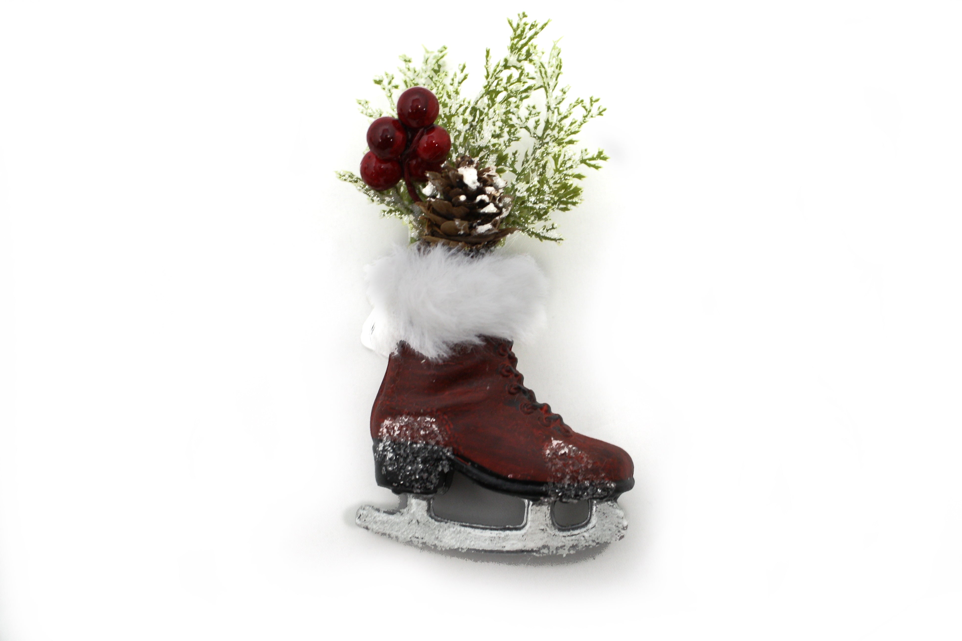 6 Inch Skate with Floral Accent - Pinecone