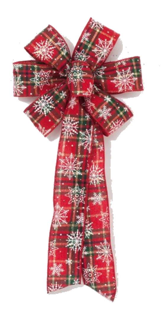 6 Loop 17 Inch Winter Flakes Plaid Bow