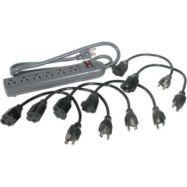 6-Outlet Power Strip With Surge Suppressor (6) 1Ft Outlet Saver Power Extension