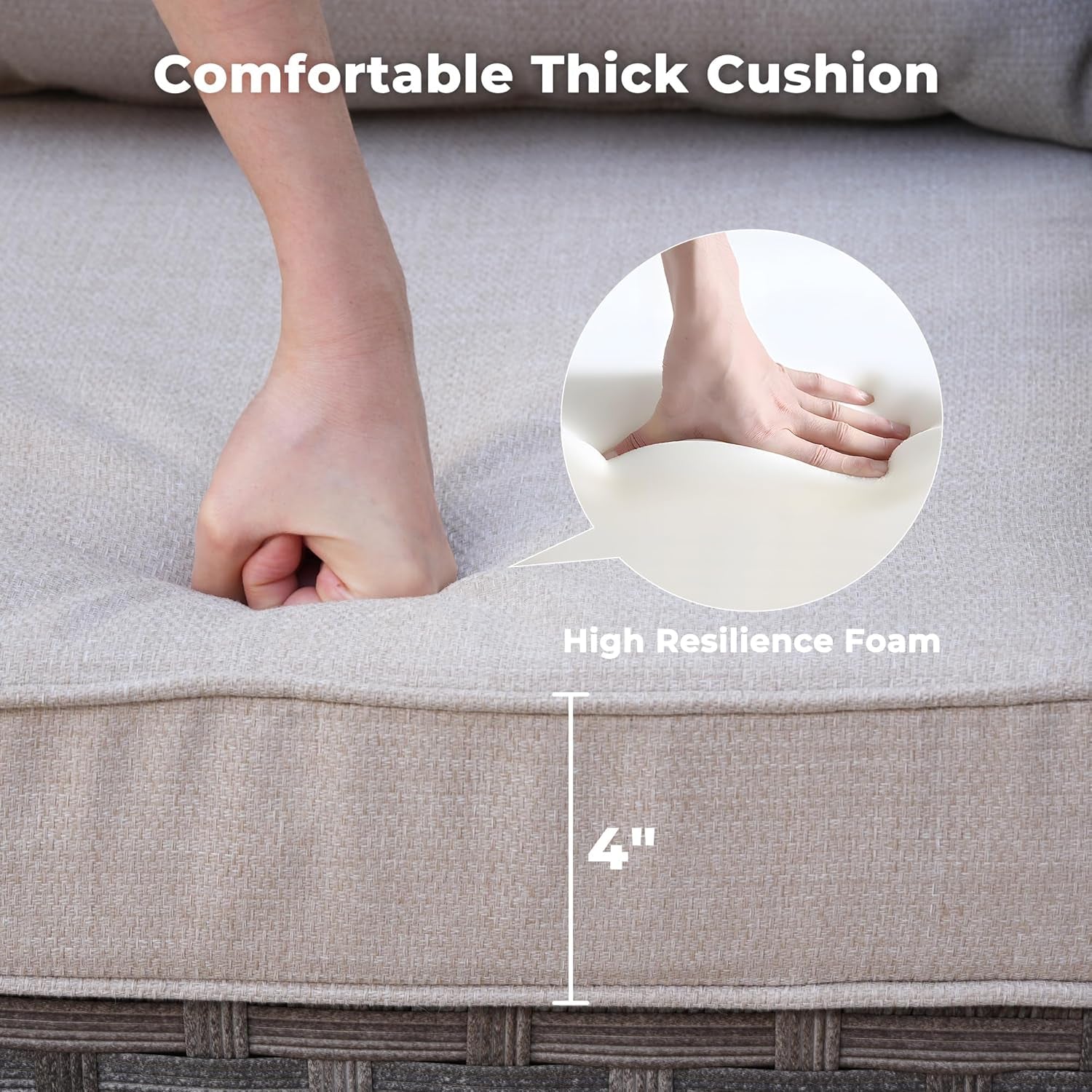6 Piece Patio Furniture Set Outdoor Sectional Sofa Beige