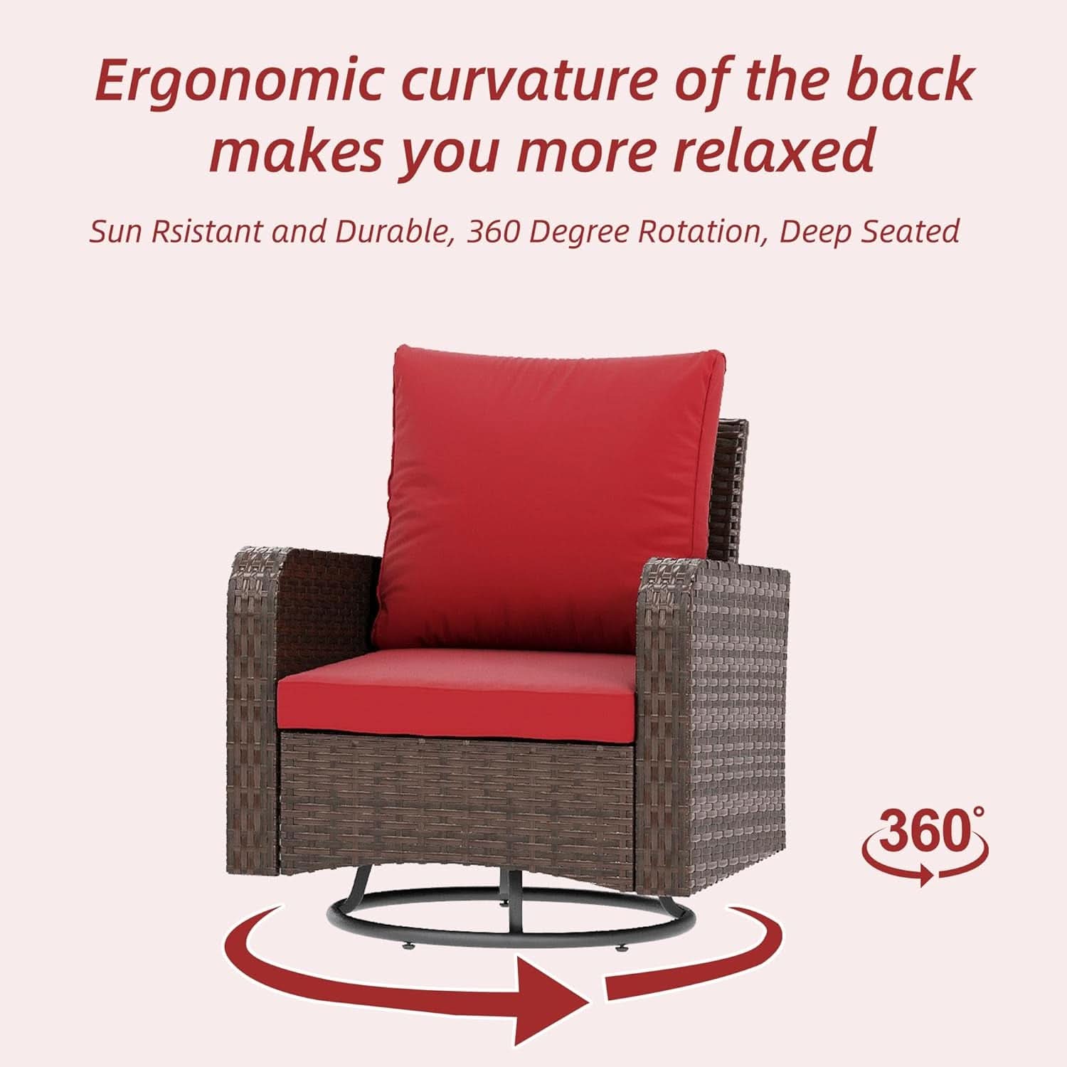 6 Piece Patio Furniture Set with Swivel Chairs