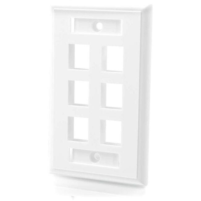 6-Port Single Gang Multimedia Keystone Wall Plate - White