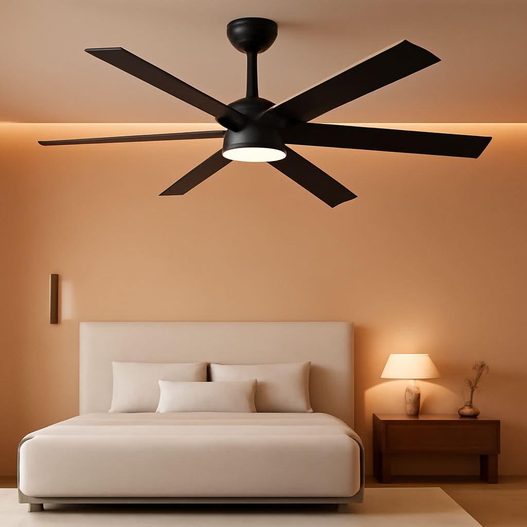 60 Inch Black Ceiling Fan With Lights Remote DC Motor