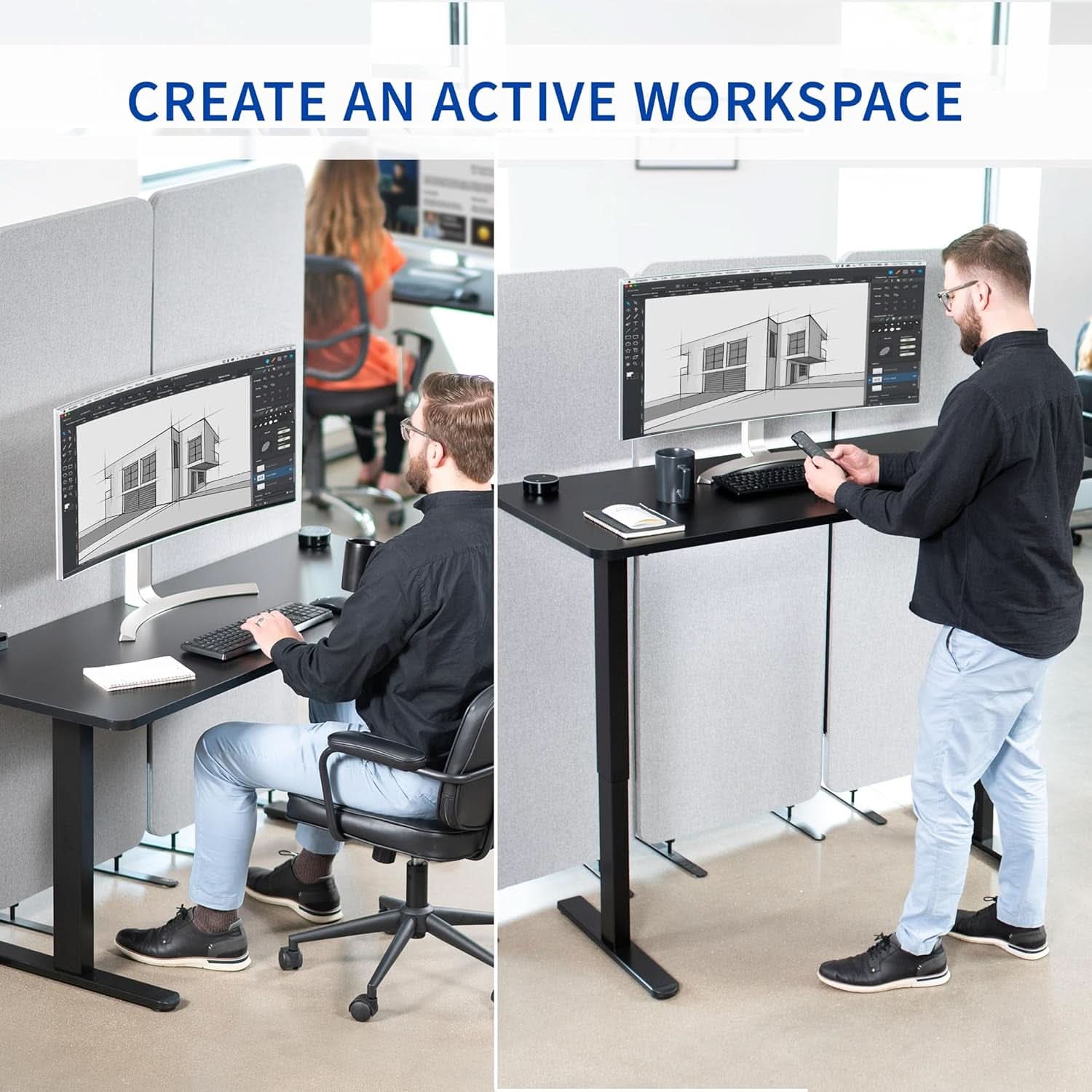 60 Inch Electric Height Adjustable Desk For Home Office