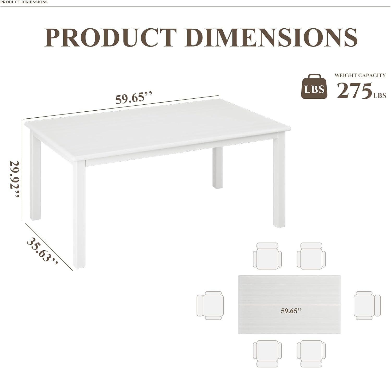 60 Inch White Dining Table For Kitchen Family Use Today