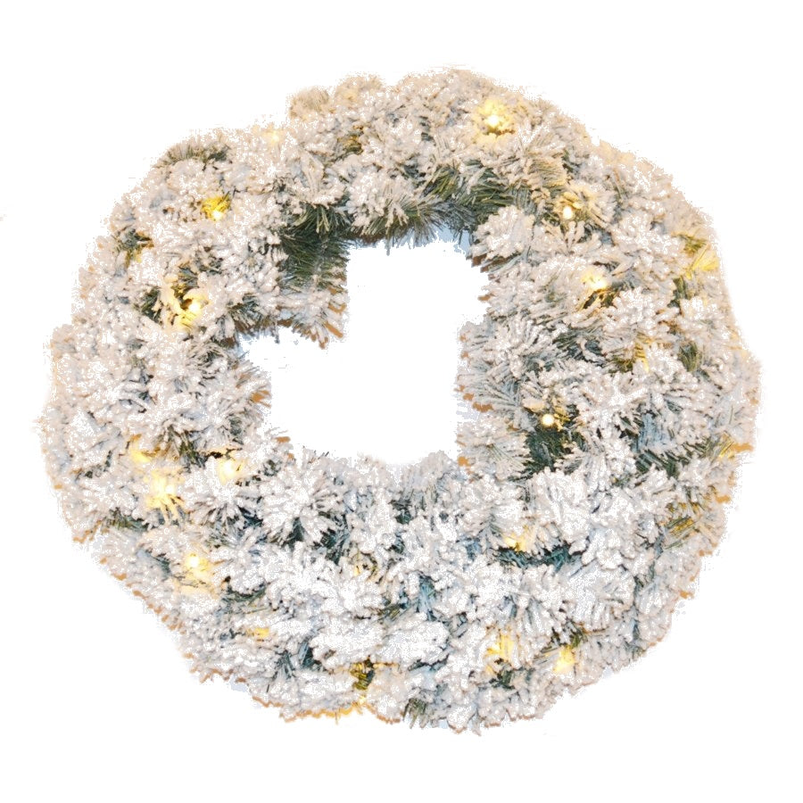 60 inch Prelit Flocked PVC Wreath