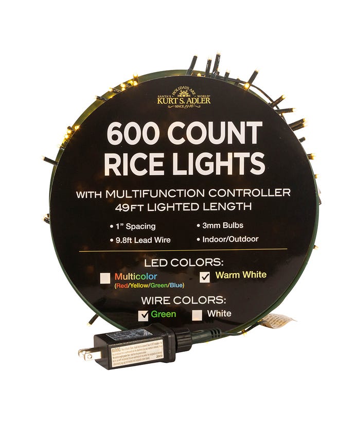 600-Light Warm White LED Rice Light Set
