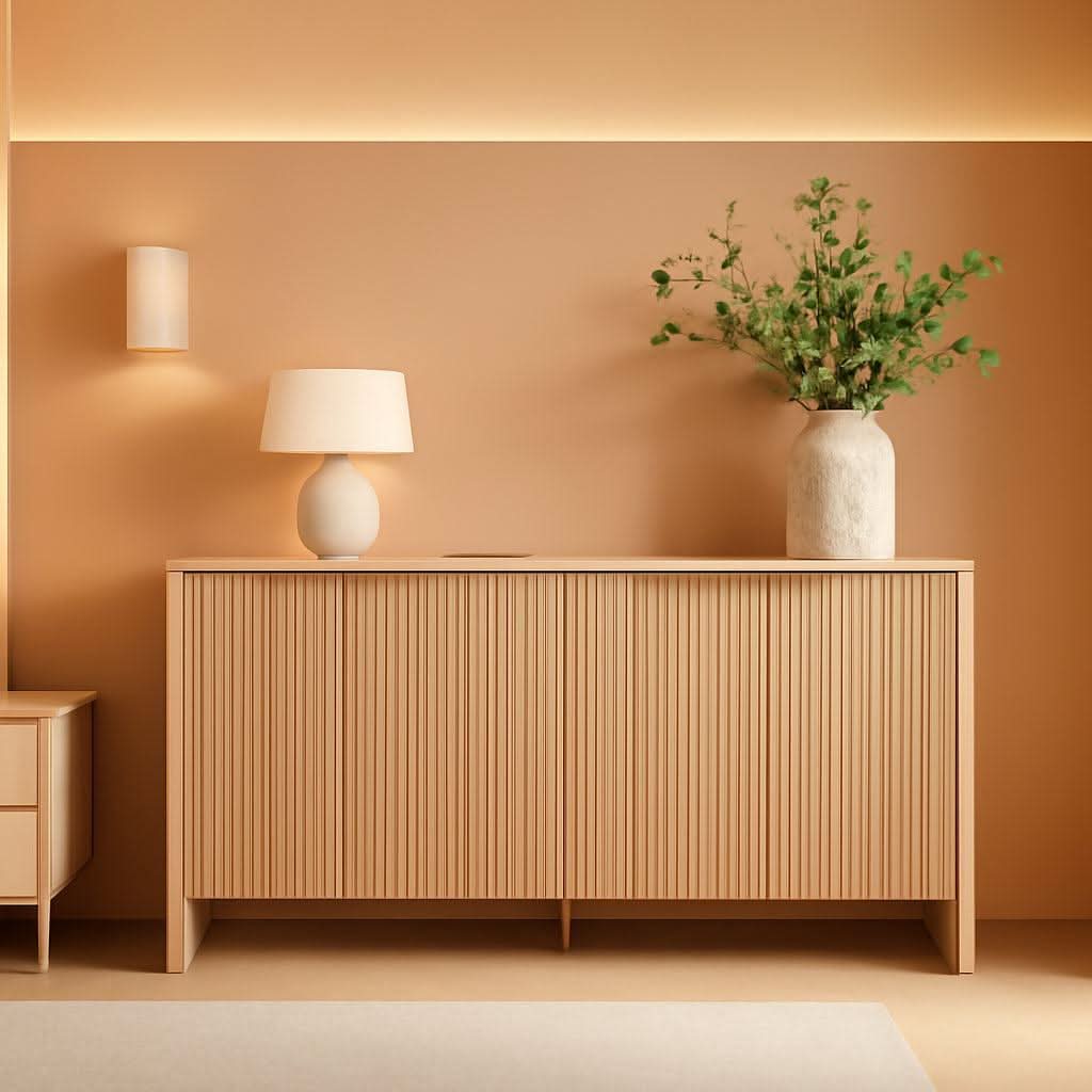 61 Inch Oak Sideboard Cabinet With Adjustable Shelves