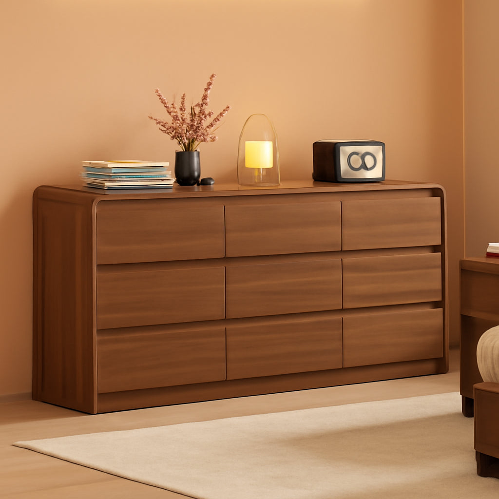 63 Inch Dresser With Curved Safety Edges Six Drawers