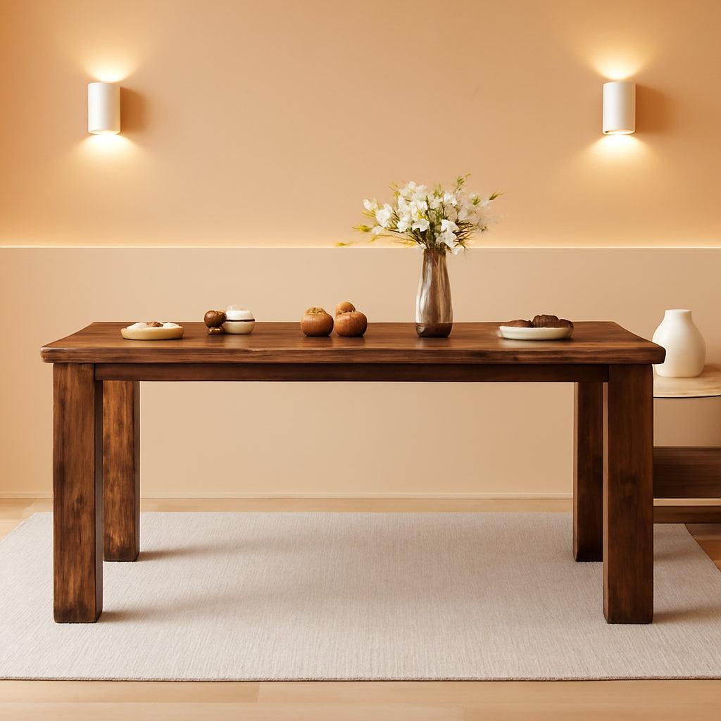 63 Inch Industrial Wood Dining Table With Angled Legs