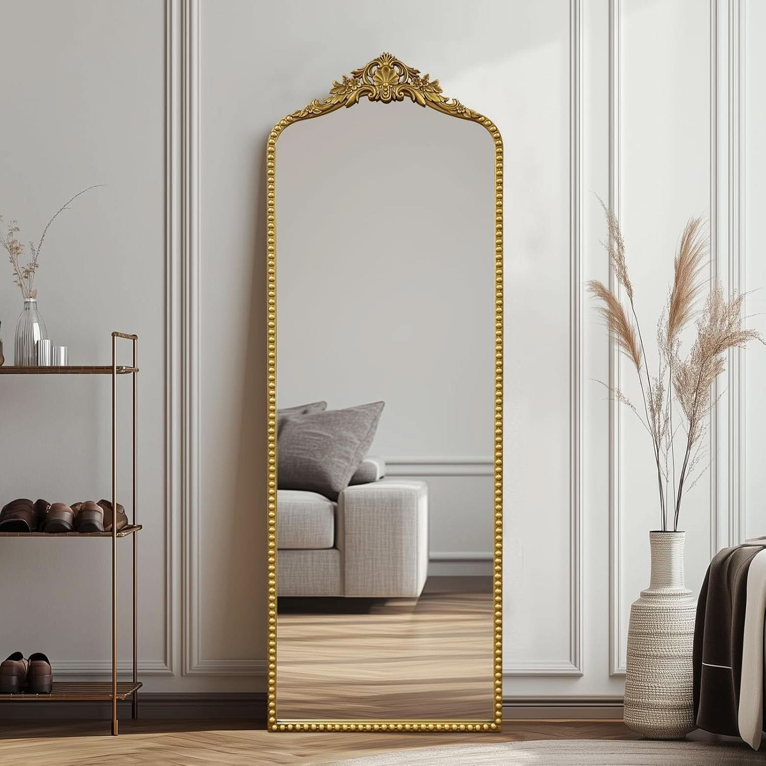 65 Inch Gold Baroque Full Length Floor Mirror Ornate Antique
