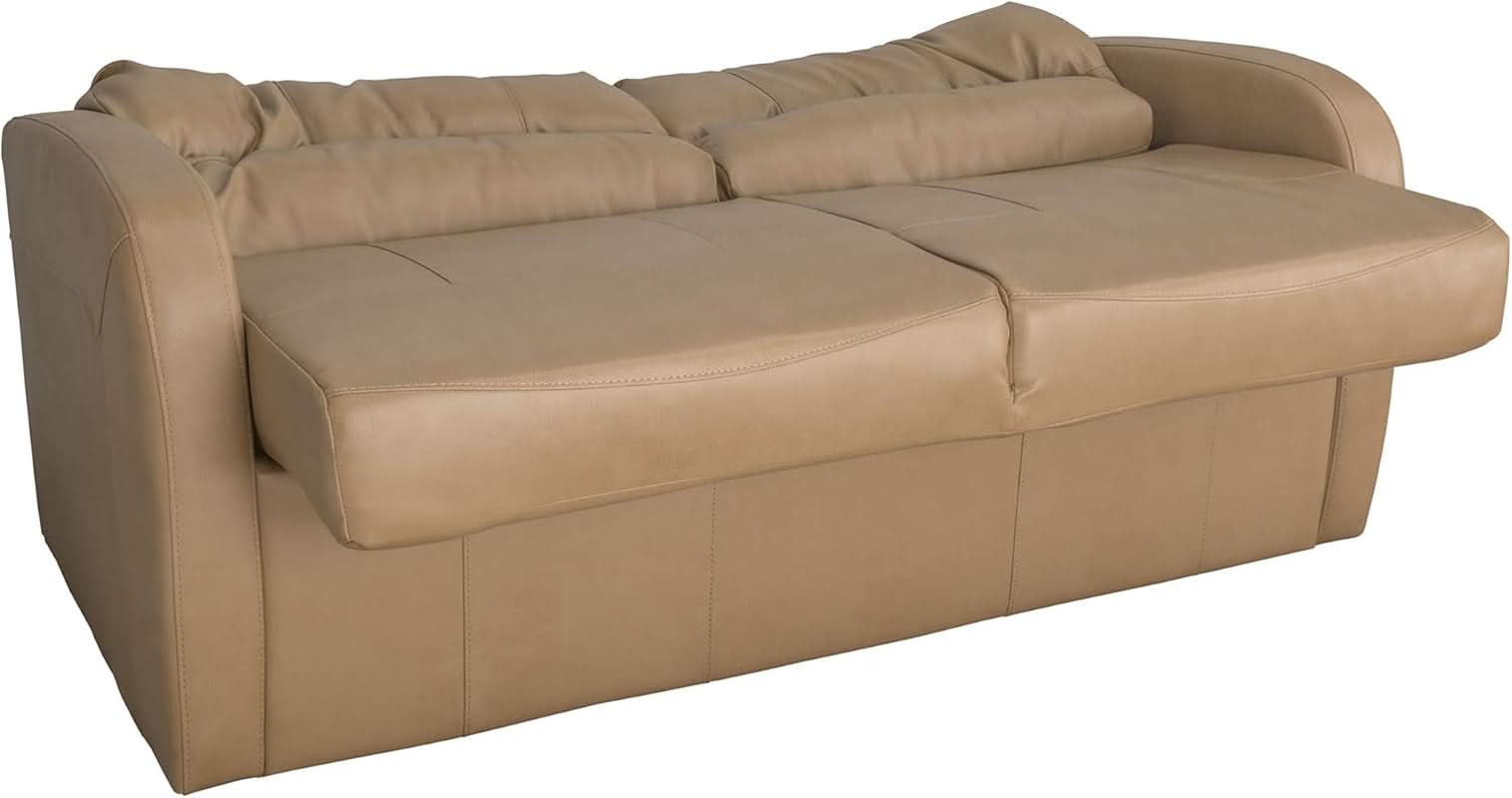 65 Inch Jack Knife RV Sleeper Sofa Toffee Leather PUPro Plus