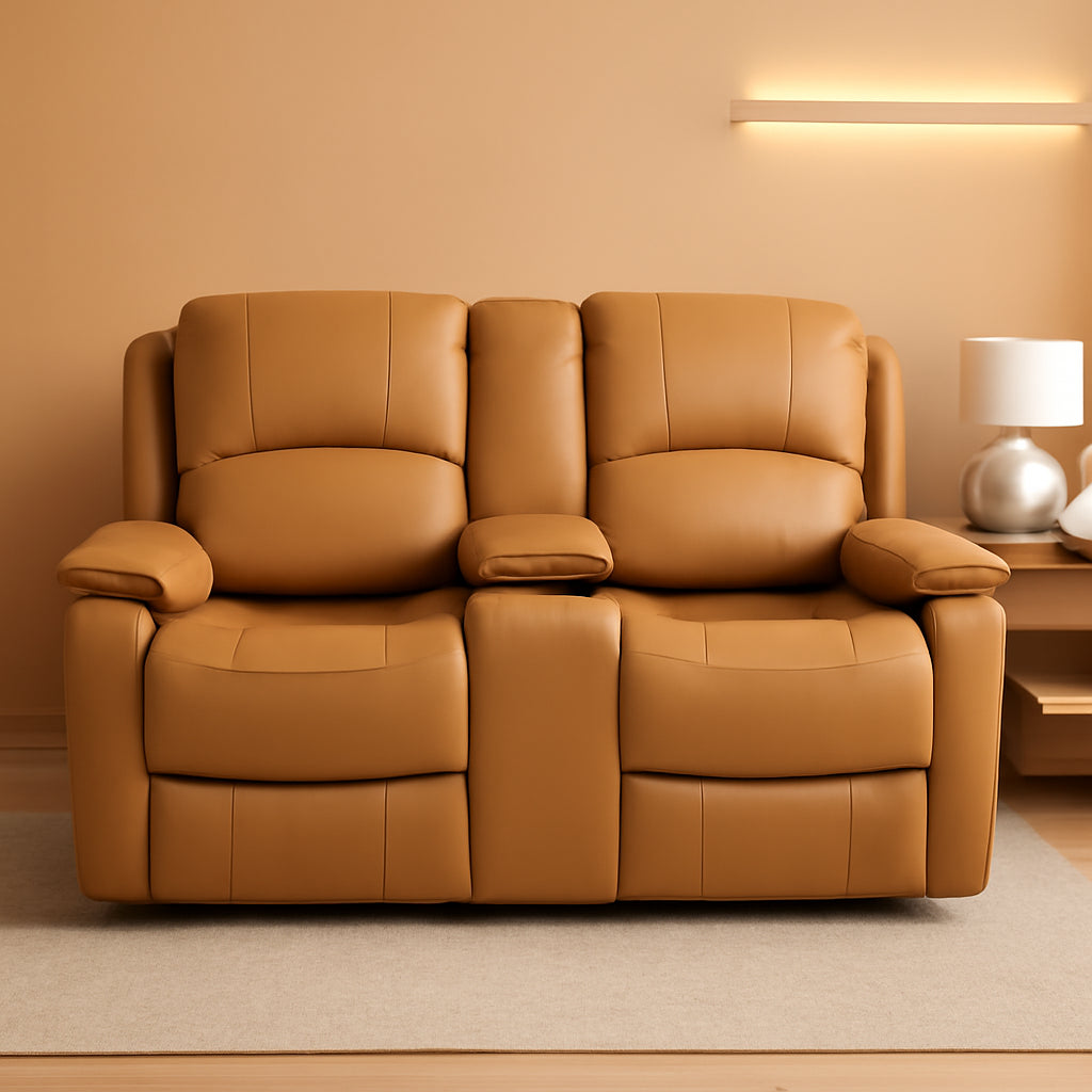 65 Inch Wall Hugger Double Recliner RV Sofa With Console