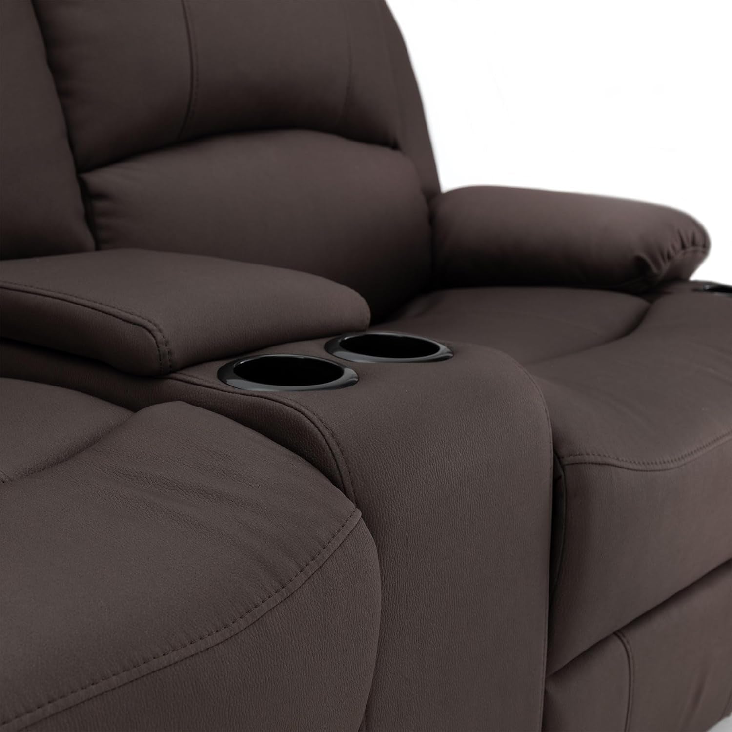 65 Inch Wall Hugger RV Recliner Sofa With Console Chocolate