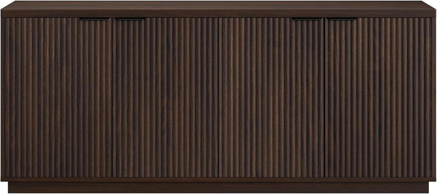 68 Inch Fluted Sideboard Buffet With Cable Management Alder Brown Finish