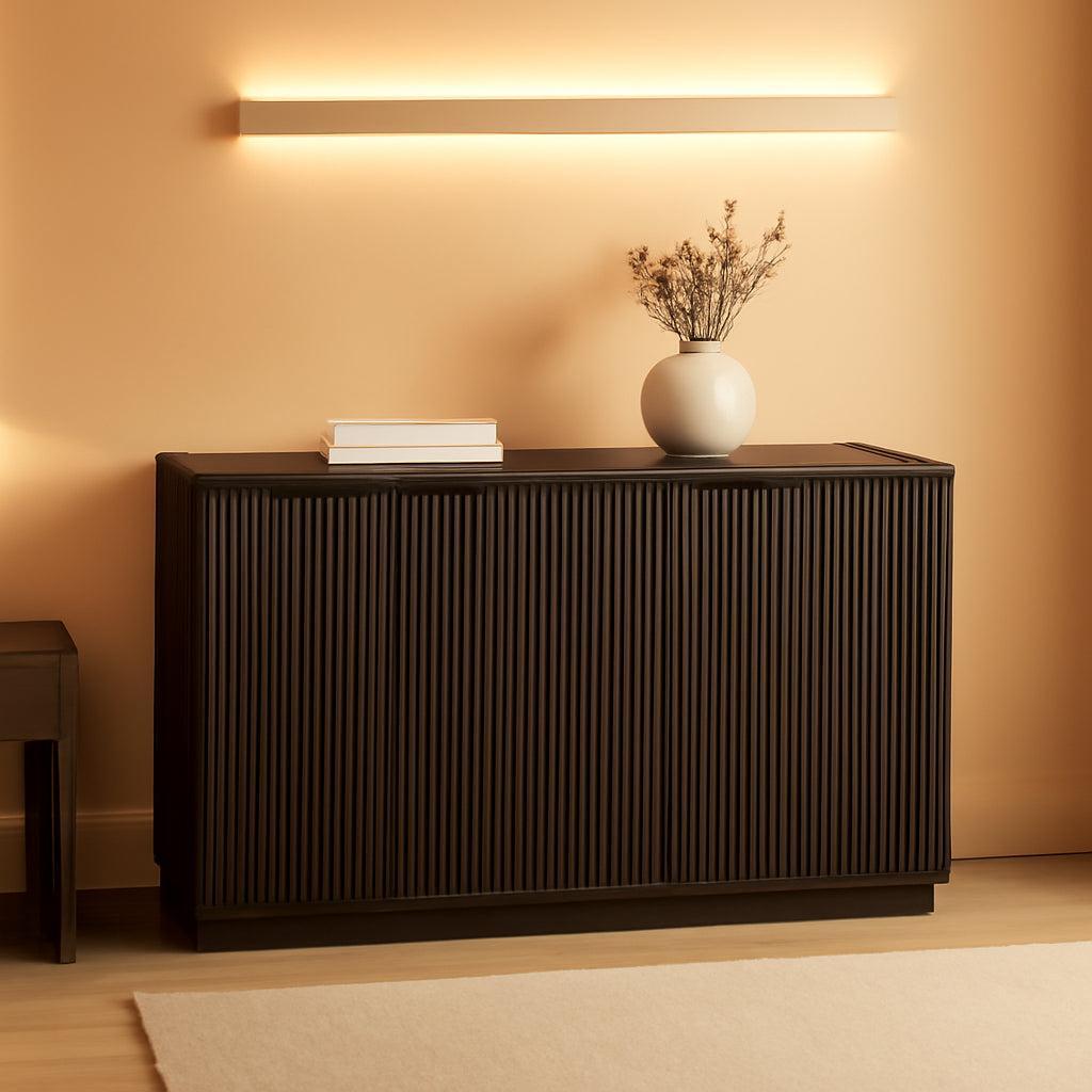 68 Inch Fluted Sideboard Buffet With Cable Management Alder Brown Finish