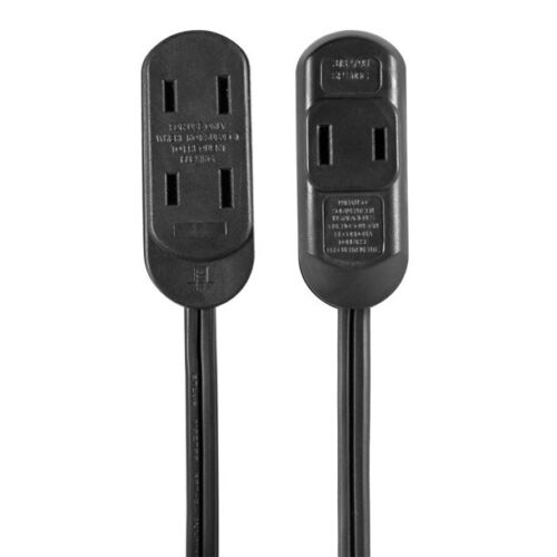 6FT 16AWG 2 Prong Black Indoor Household Extension Cord