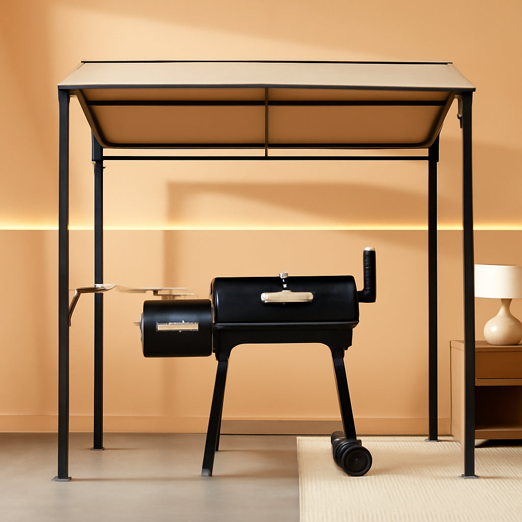 7 Feet Grill Gazebo With Serving Shelf And Storage Hooks