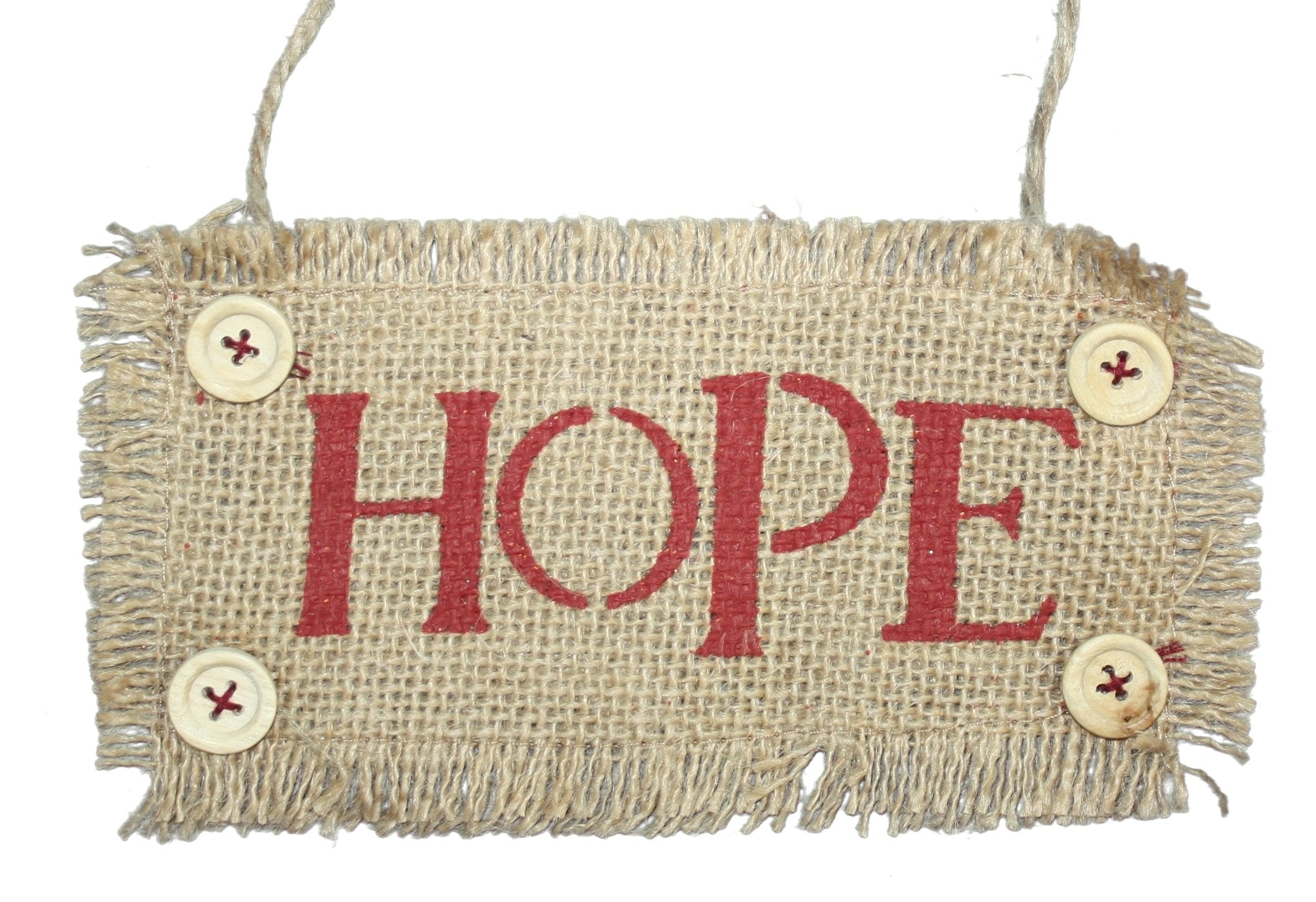 7 Inch Burlap Word Ornament - Hope
