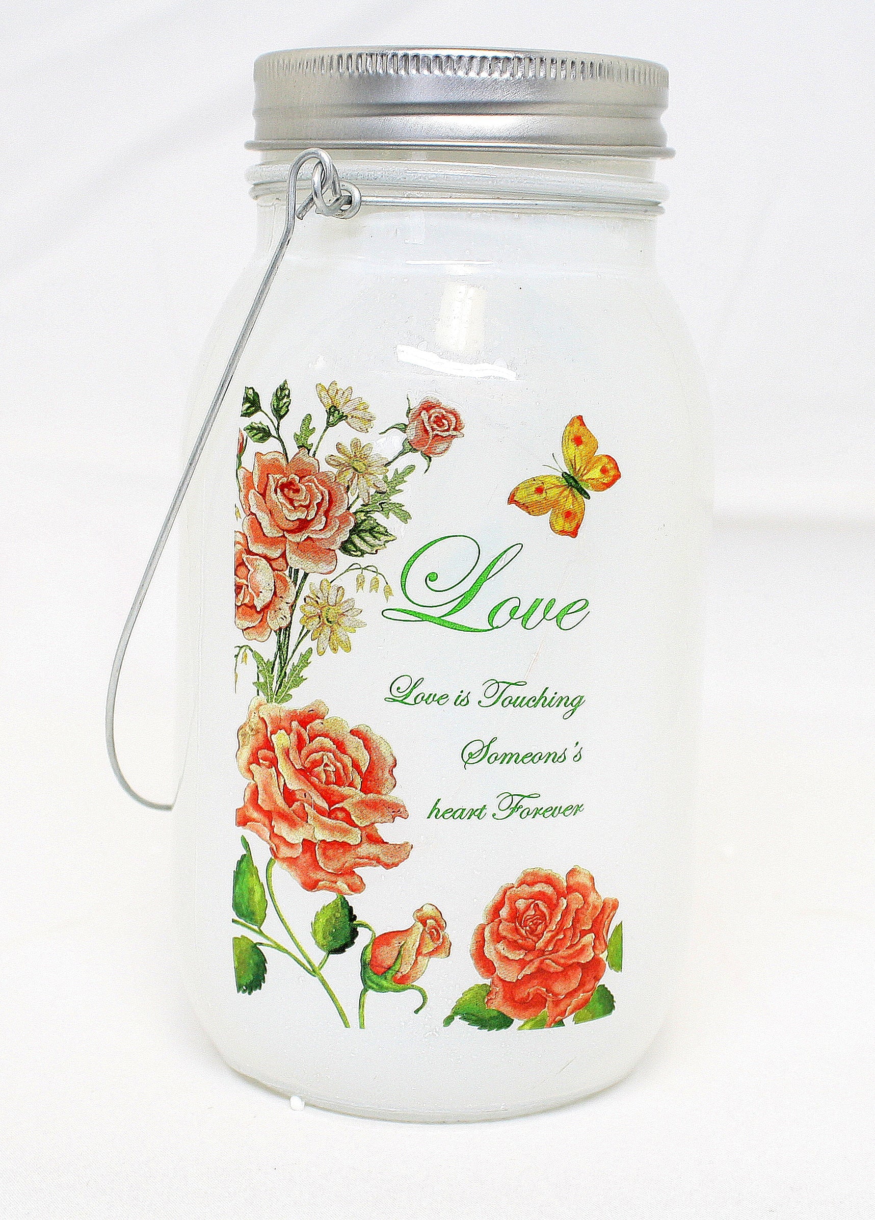7 Inch Lighted Frosted Glass Jar -