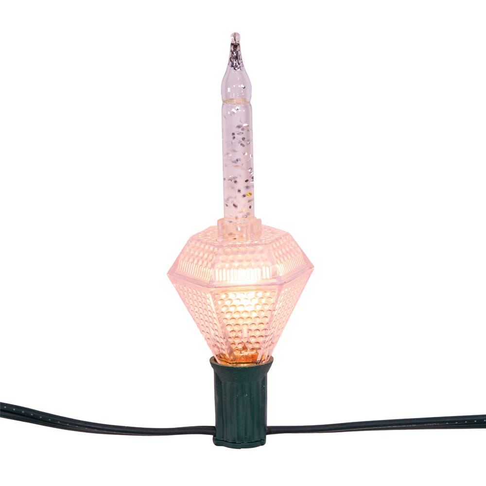 7-Light Silver Glitter Diamond Bubble Light Set