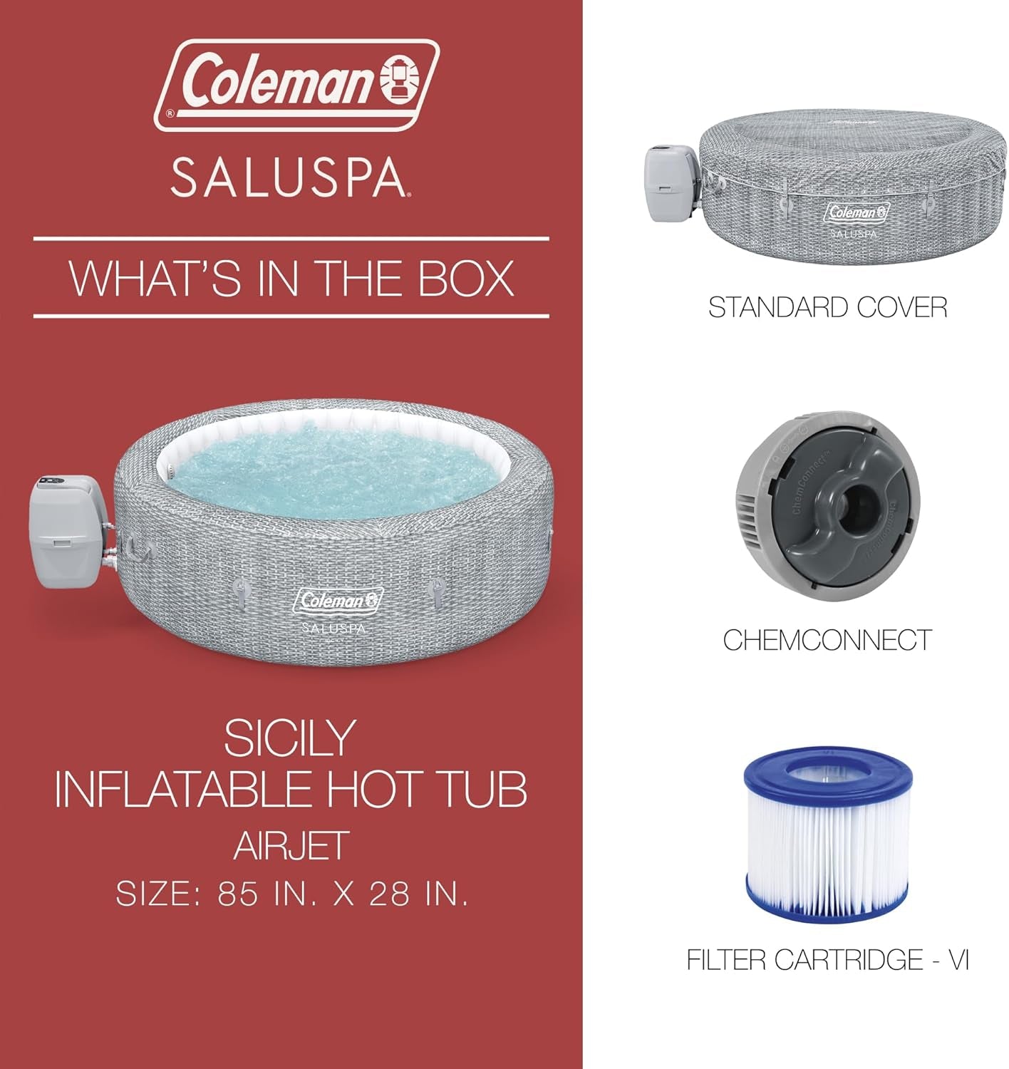 7 Person Gray Inflatable Hot Tub With 180 AirJets Backyard