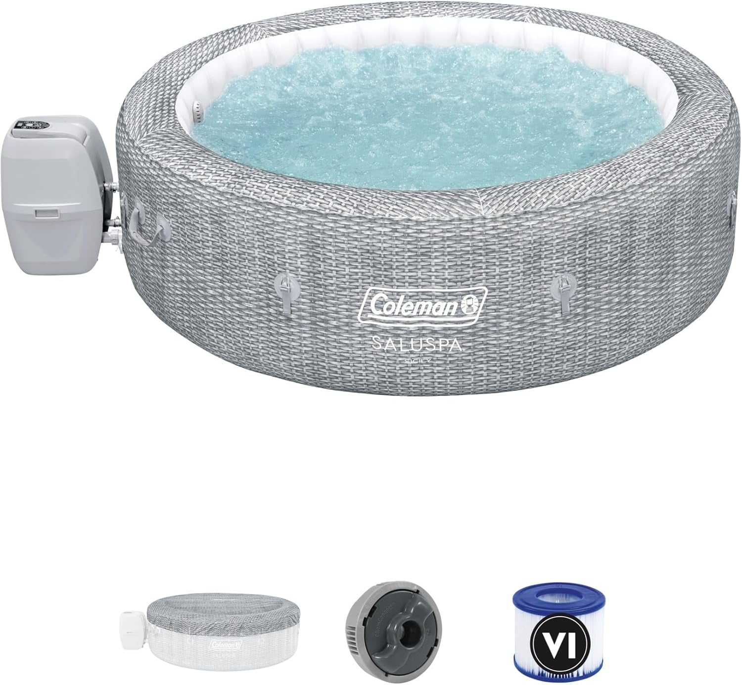 7 Person Inflatable Hot Tub With 180 Jets Outdoor Durable
