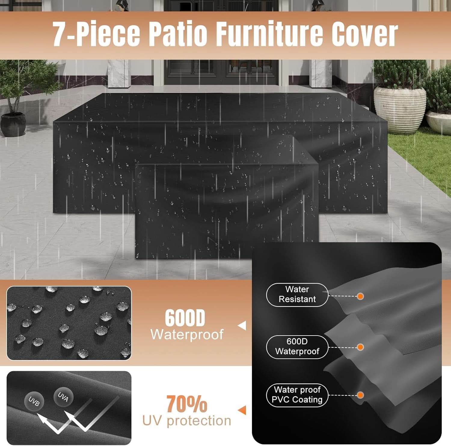7 Piece Outdoor Wicker Furniture Set with Fire Pit