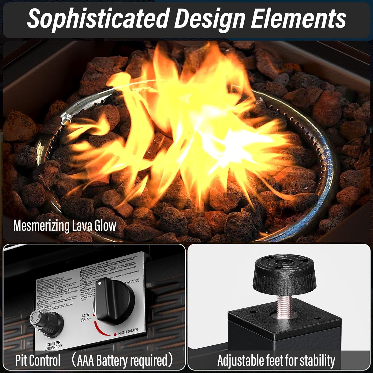 7 Piece Patio Furniture Set With Fire Pit Table And 4 Swivel Chairs