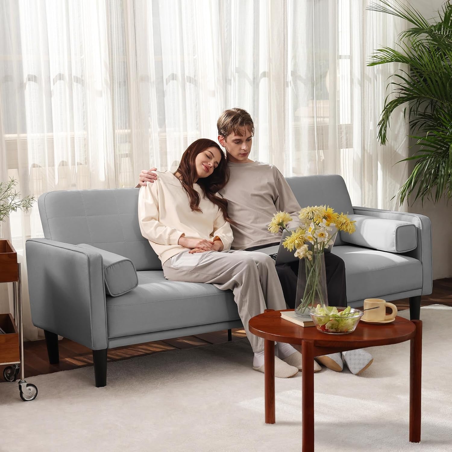 70 Inch Light Gray Recliner Loveseat With Removable Cover