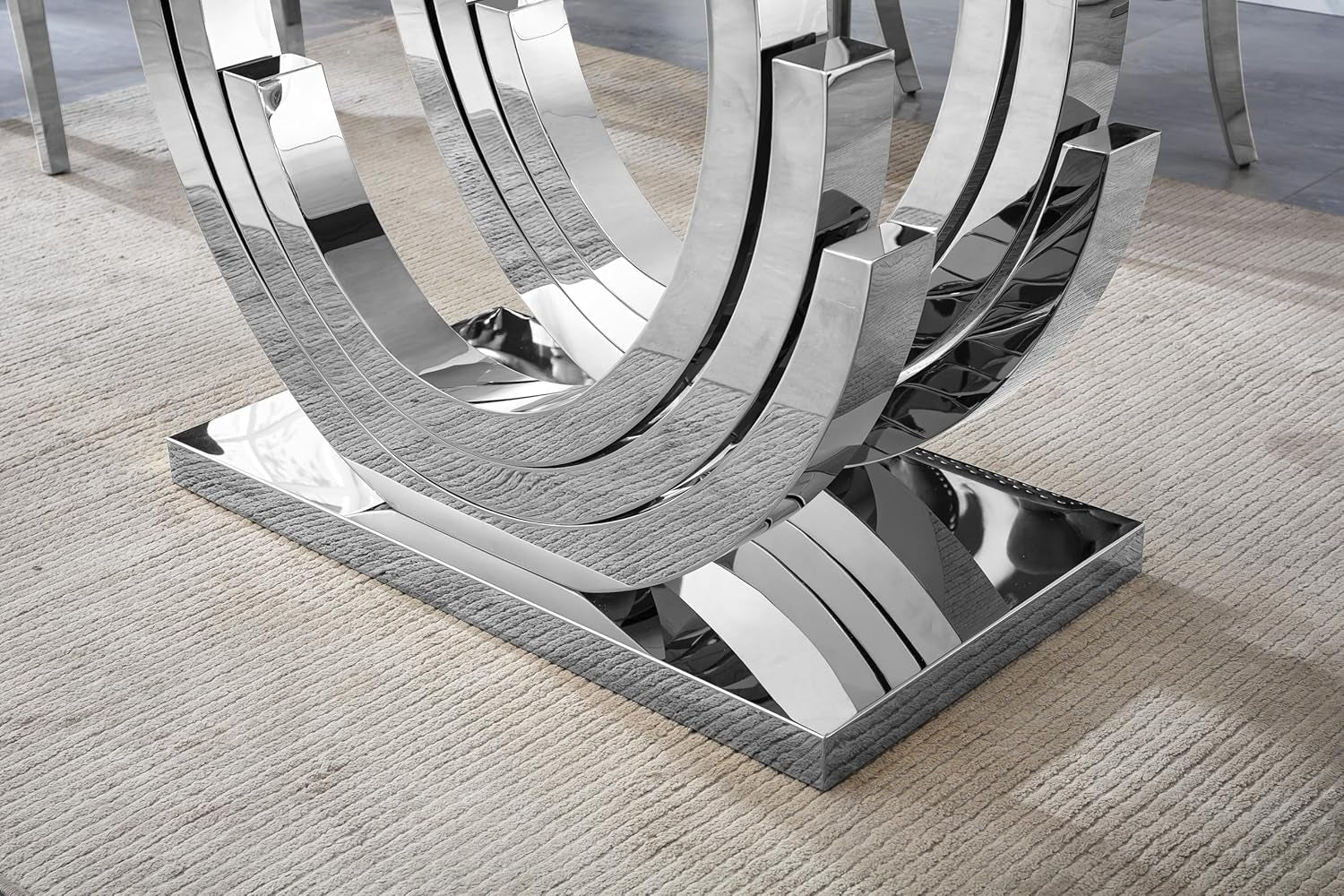70-Inch Tempered Glass Rectangular Dining Table Silver Base