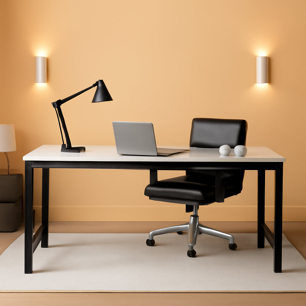 70.8 Inch Executive Desk White And Black Two Tone Finish