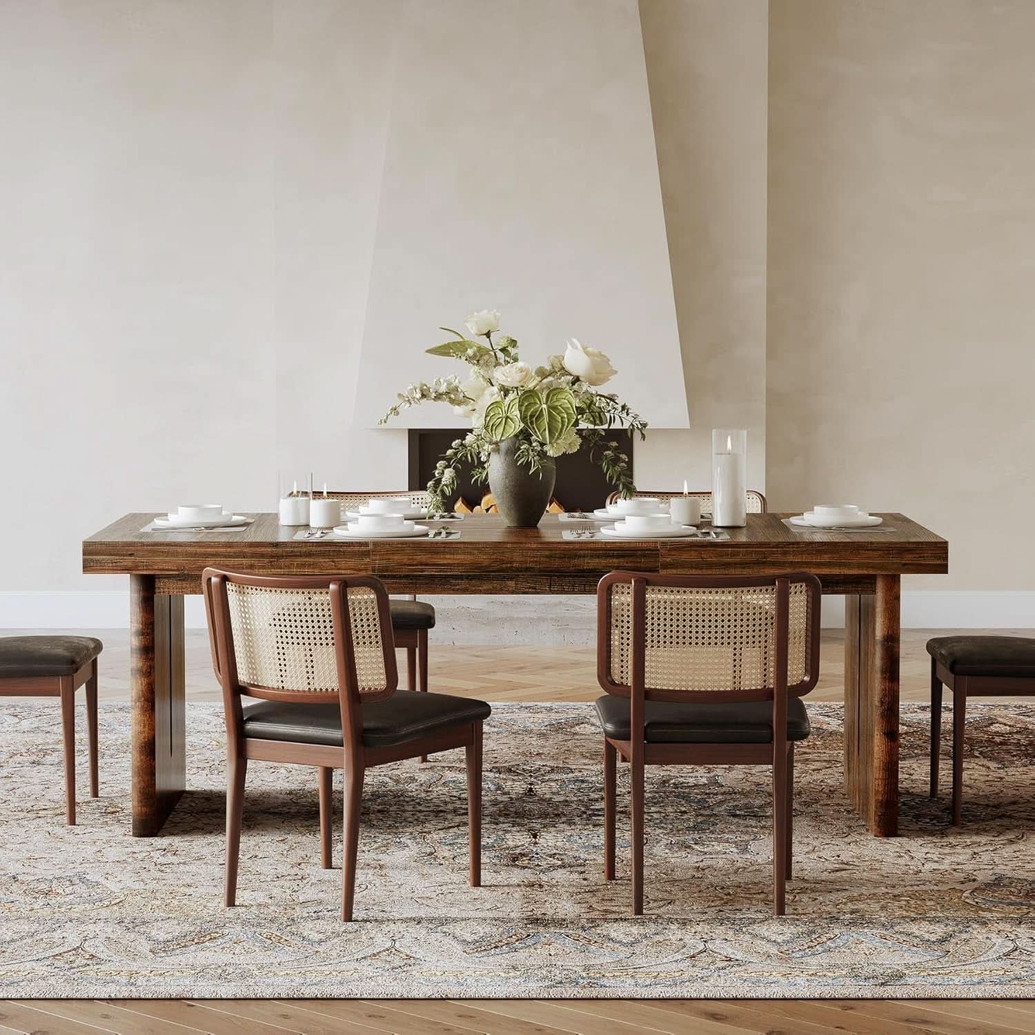 70.8 Inches Deep Brown Rustic Farmhouse Dining Table