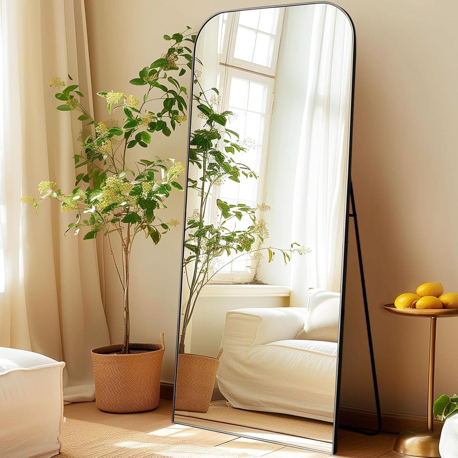 71 Inch Black Oversized Full Length Arch Floor Mirror