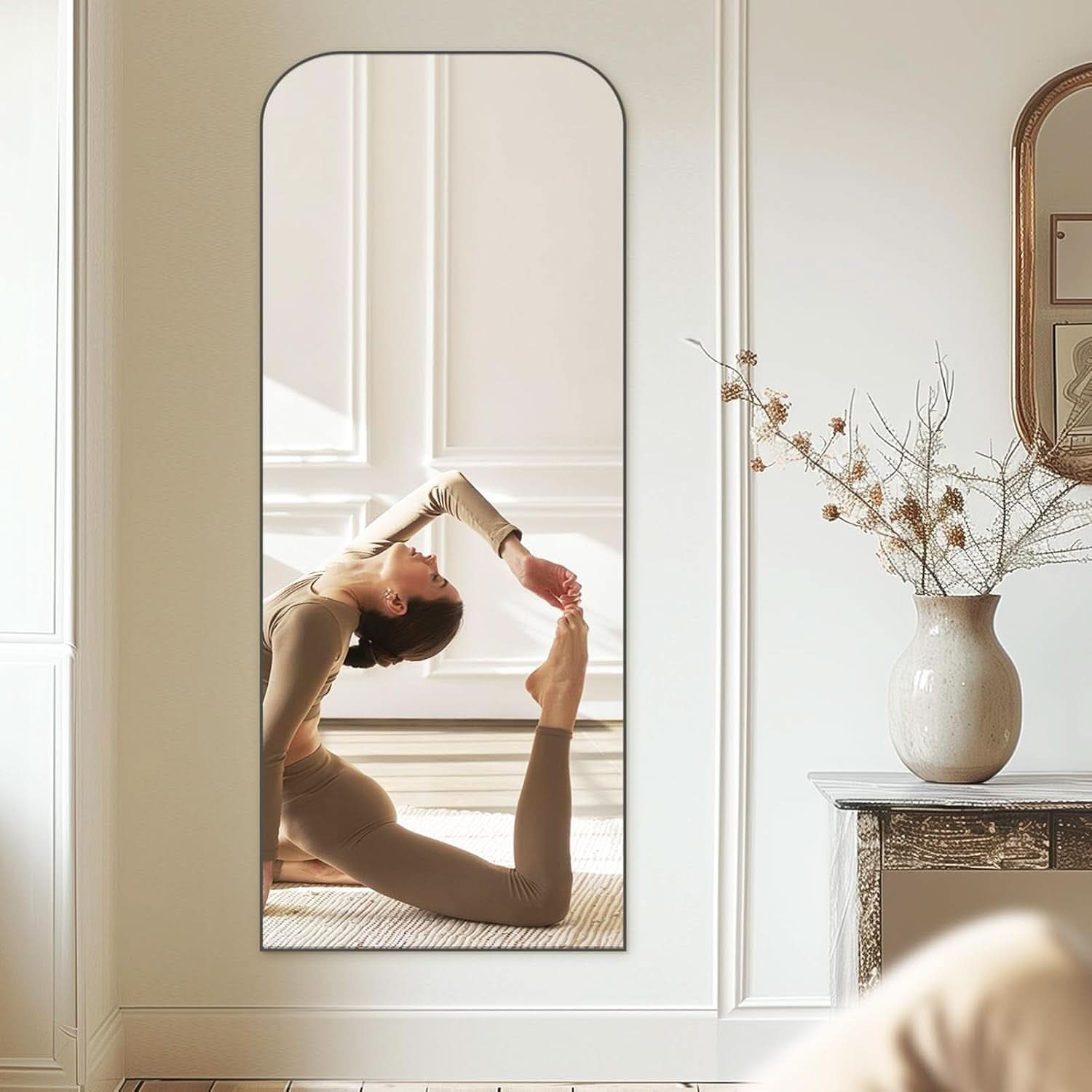 71 Inch Black Oversized Full Length Arch Floor Mirror