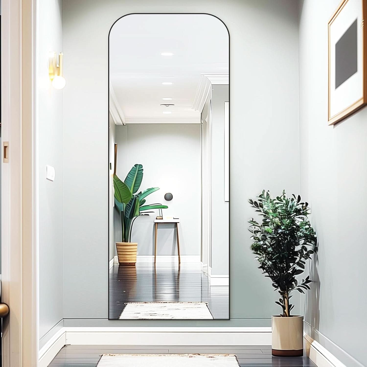 71 Inch Black Oversized Full Length Arch Floor Mirror