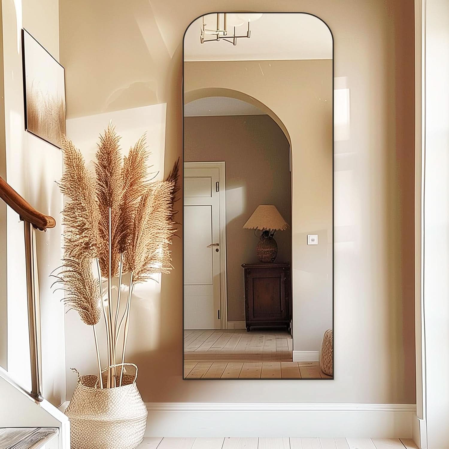 71 Inch Black Oversized Full Length Arch Floor Mirror