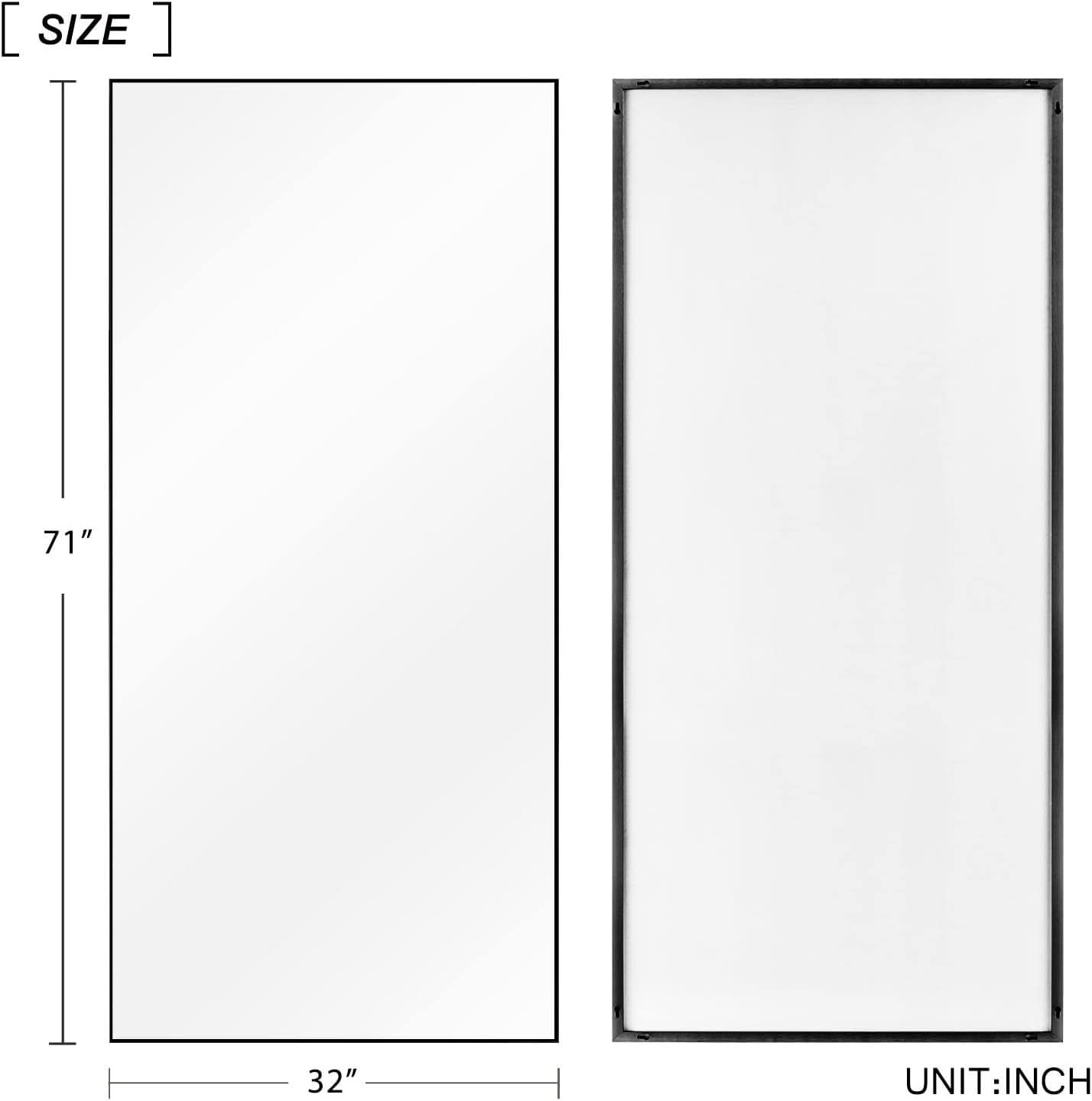 71 Inch By 32 Inch Full Length Mirror Black Aluminum Frame