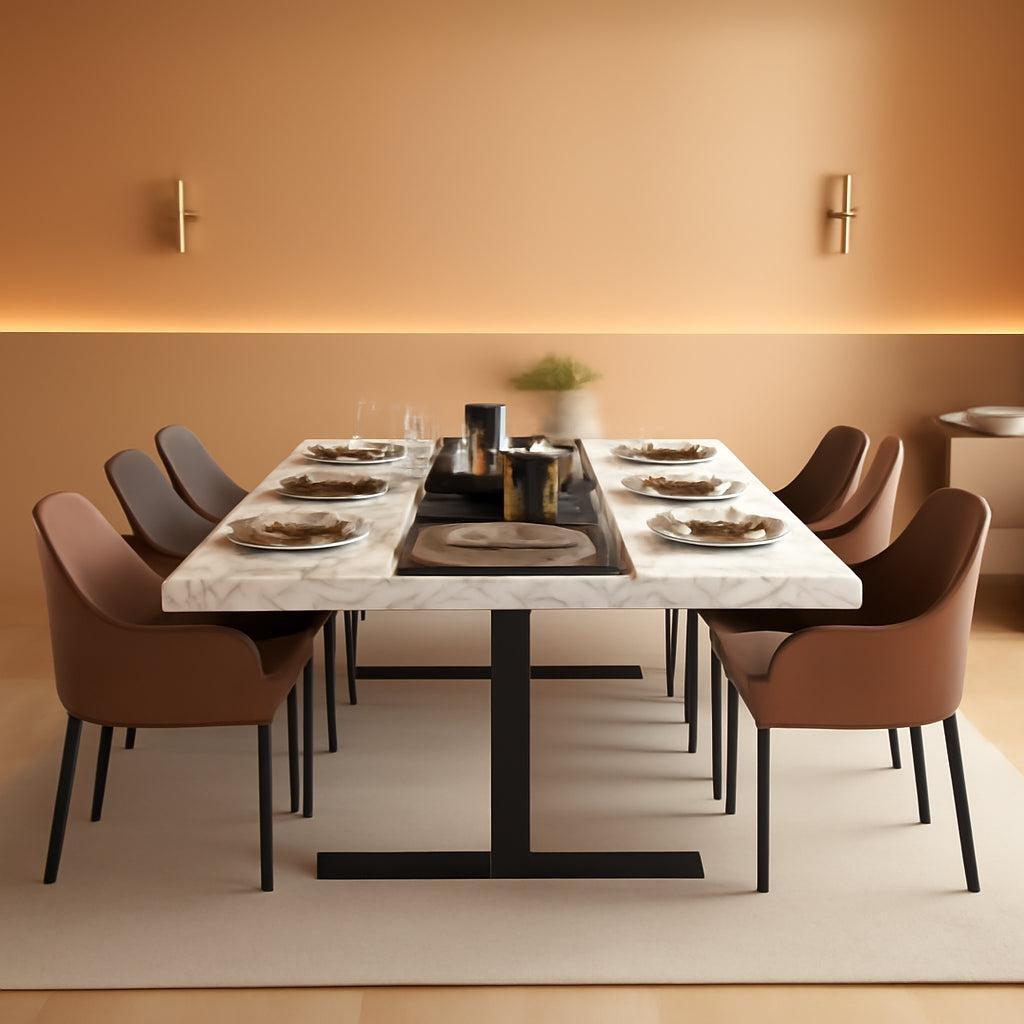 71 Inch Faux Marble Dining Table White Rectangular