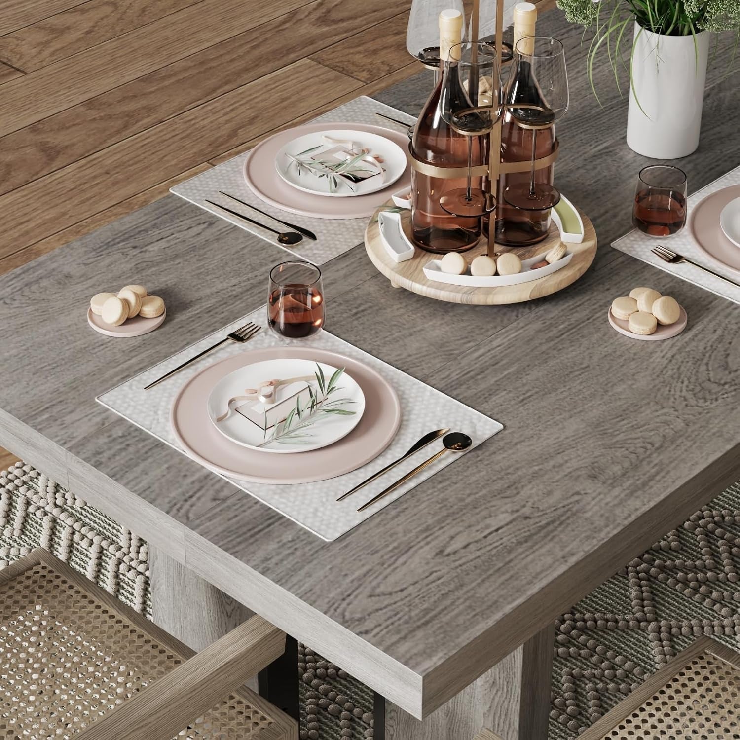 71 Inch Rustic Gray Farmhouse Dining Table For 6 To 8