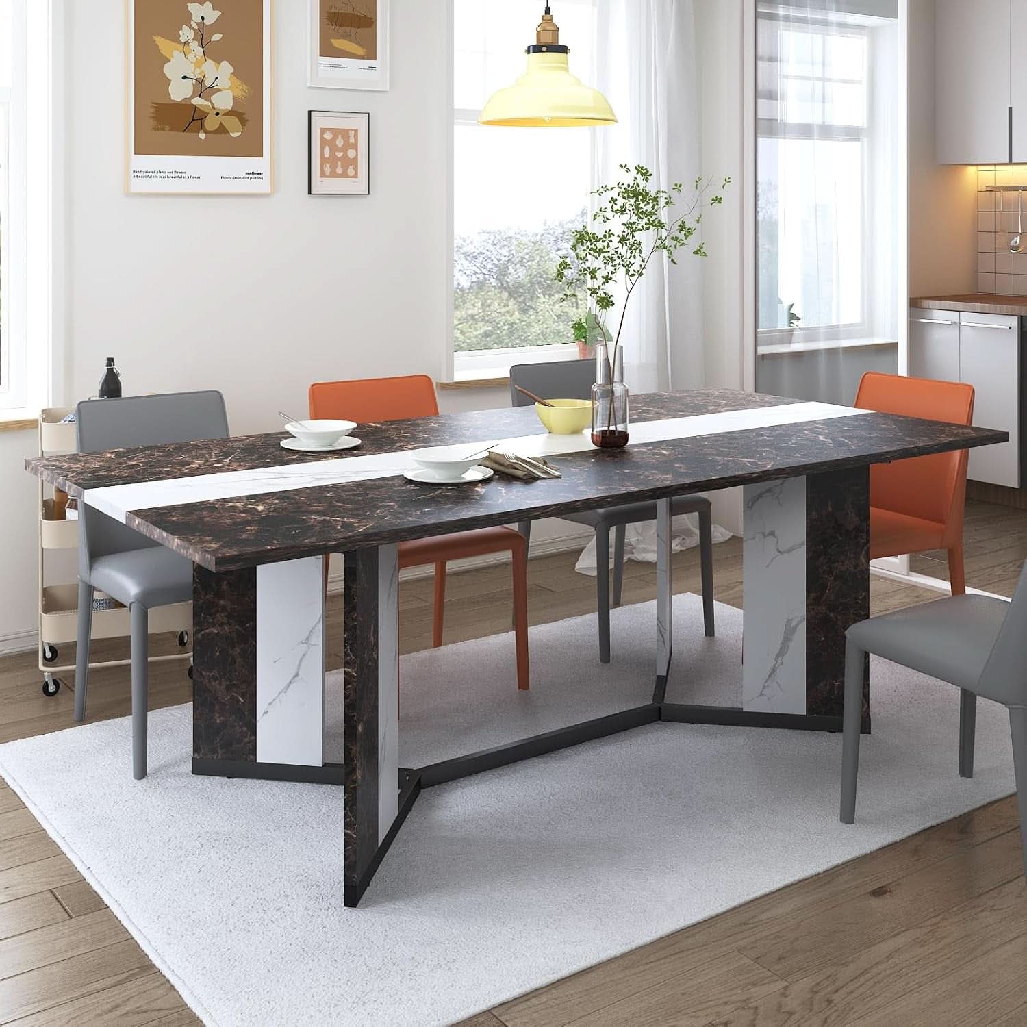71In Rectangular Dining Table With Waterproof Marble Top