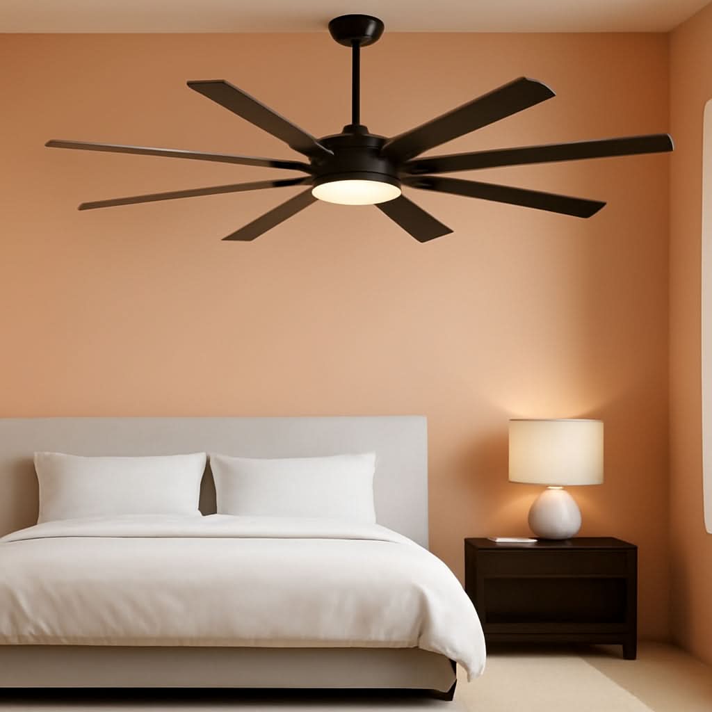 72 Inch Black Outdoor Ceiling Fan With Light And Remote
