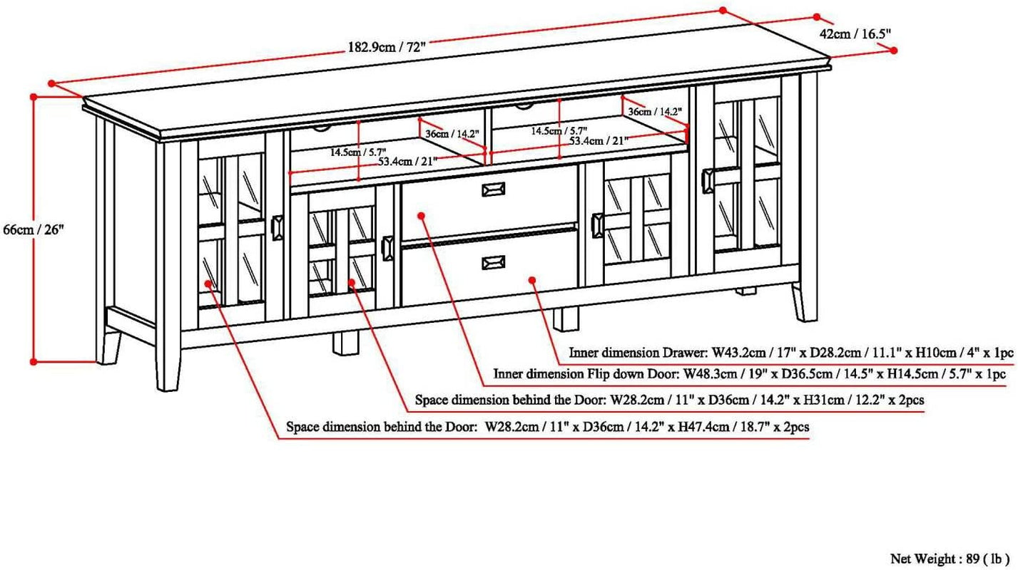 72 Inch Solid Wood TV Stand For 80 Inch TVs With Storage