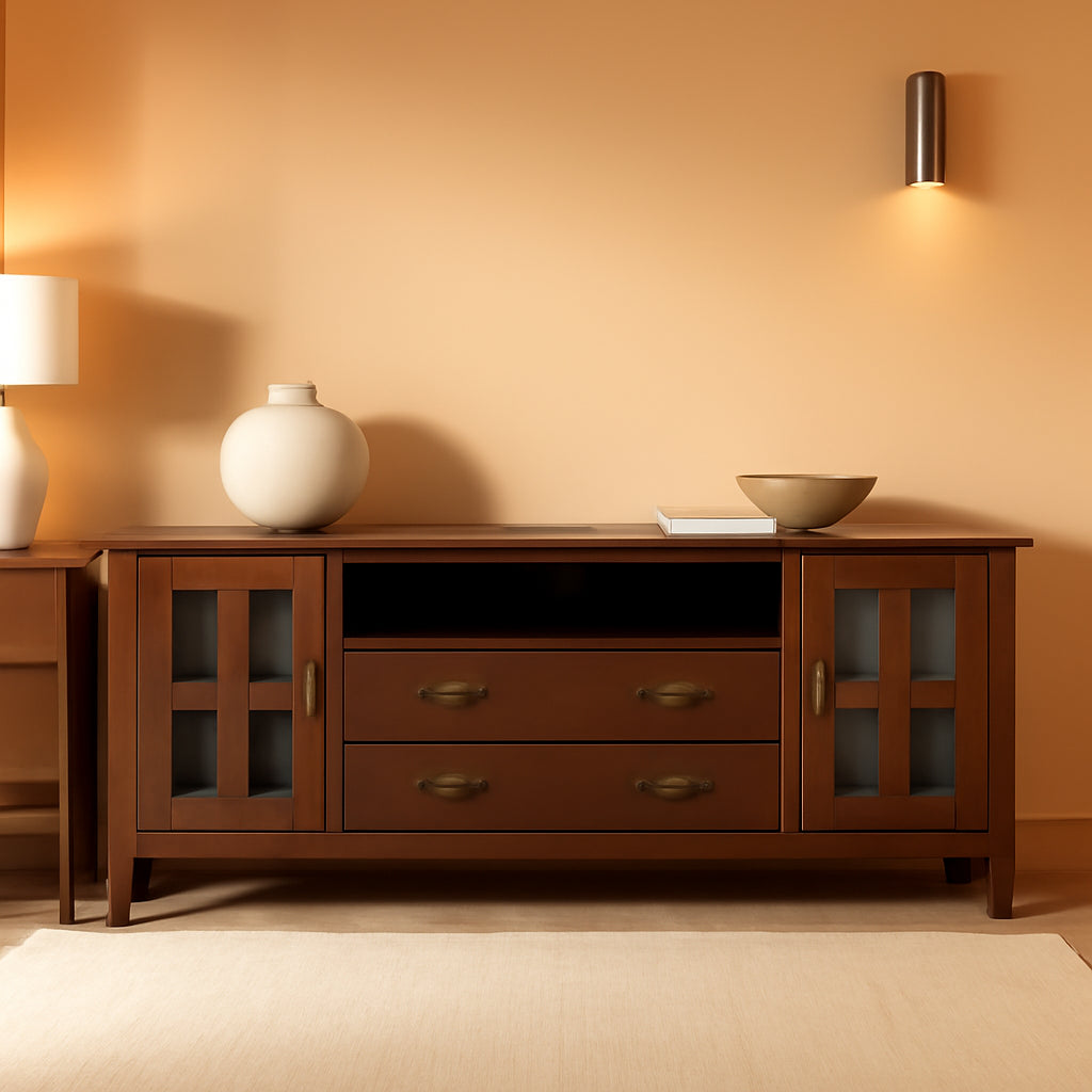 72 Inch Solid Wood TV Stand For 80 Inch TVs With Storage