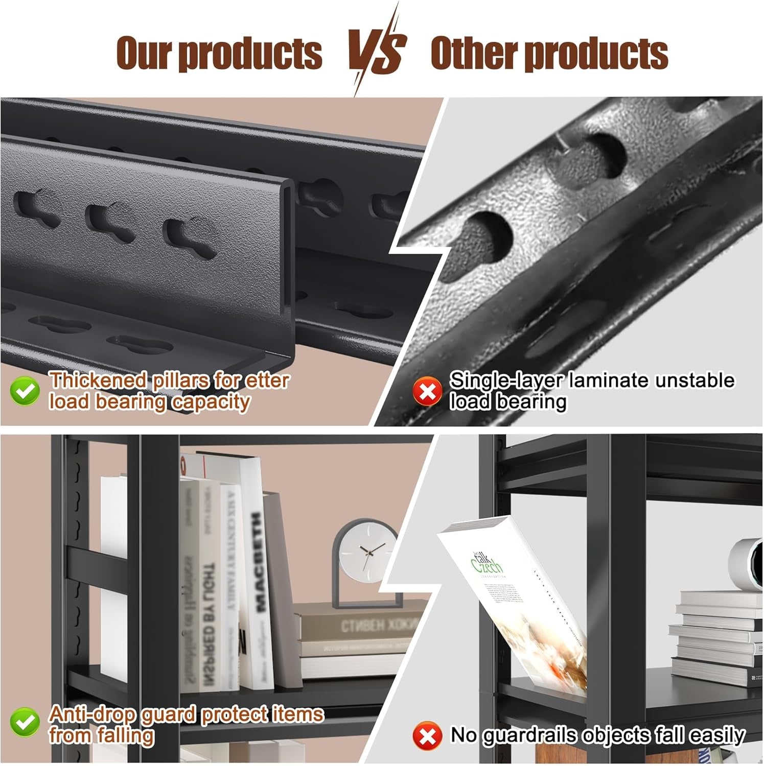 72 Inch Tall Industrial Metal Freestanding Bookshelf