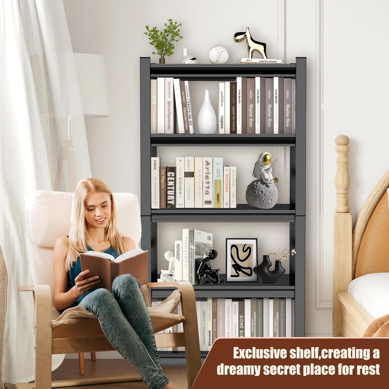 72 Inch Tall Industrial Metal Freestanding Bookshelf